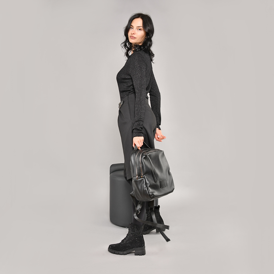 γυναικεία σακίδιο πλάτης οικολογικό δέρμα μαύρη 4