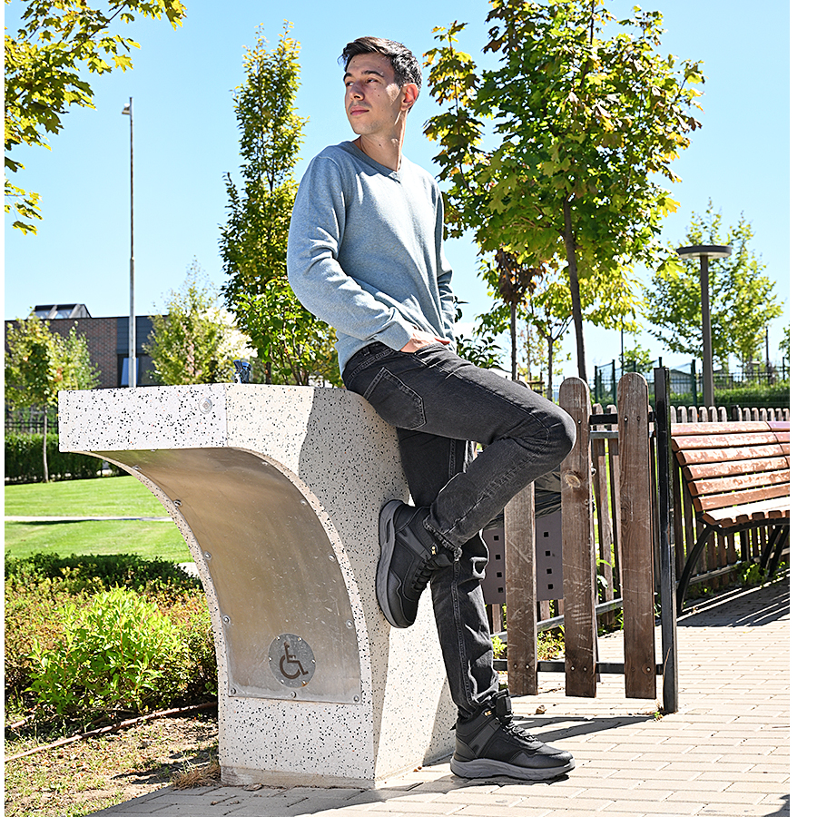 ανδρικά μποτάκια ύφασμα/οικολογικό δέρμα μαύρο 6