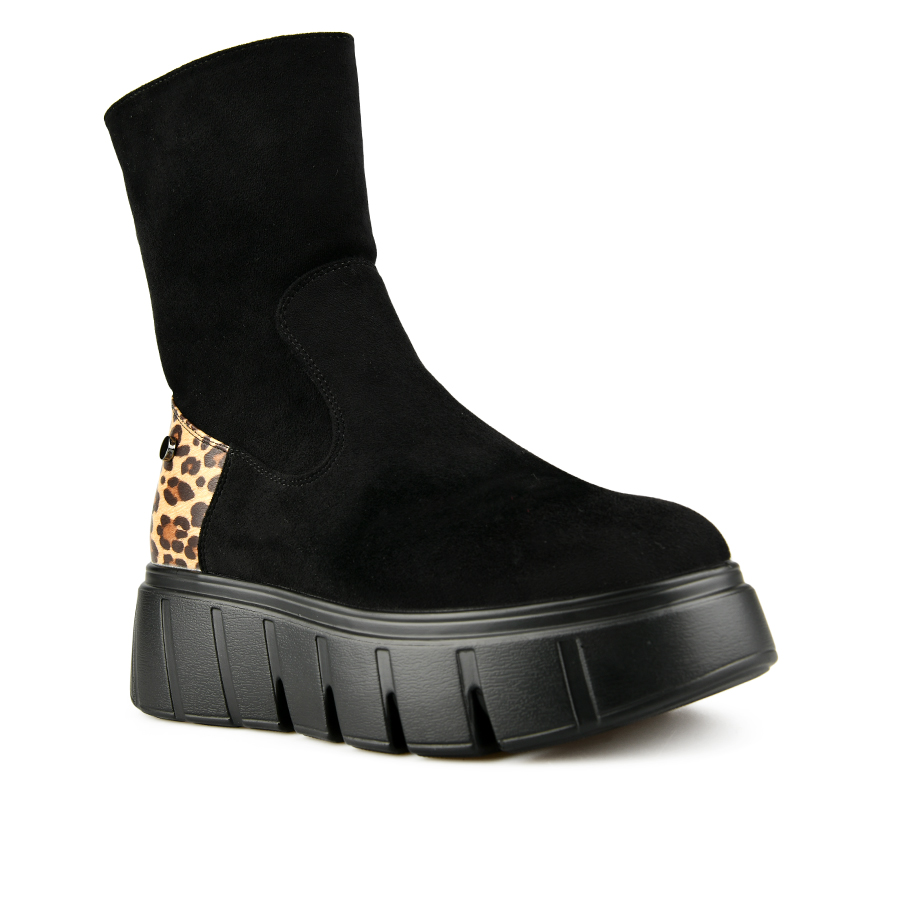 дамски боти текстил/еко кожа черни 1