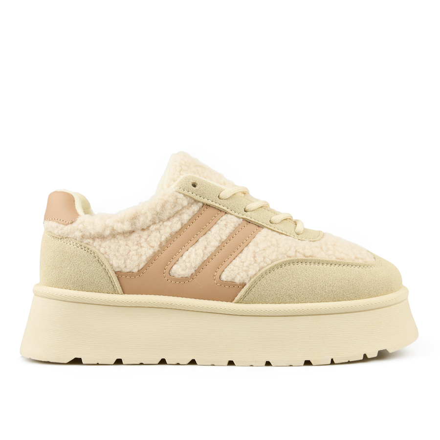 pantofi damă piele ecologică/textil bej 0