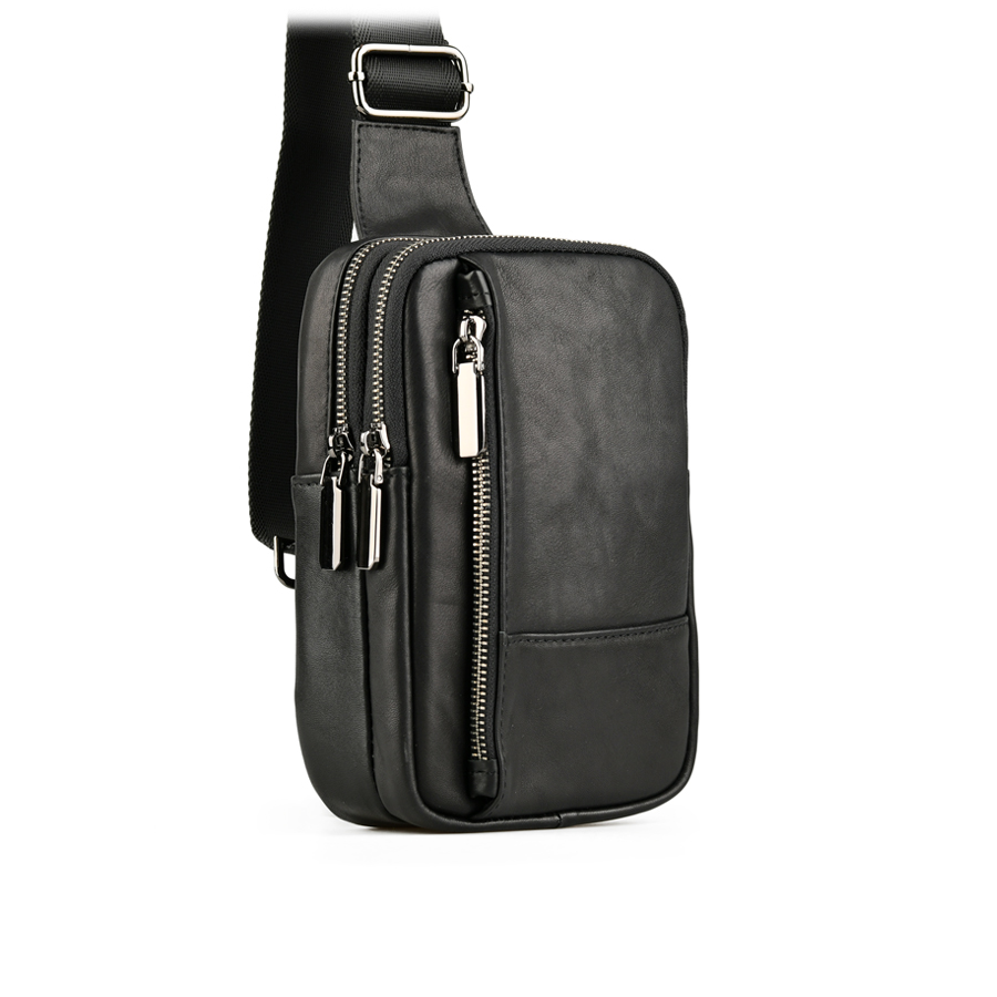 мъжка чанта естествена кожа черна 0