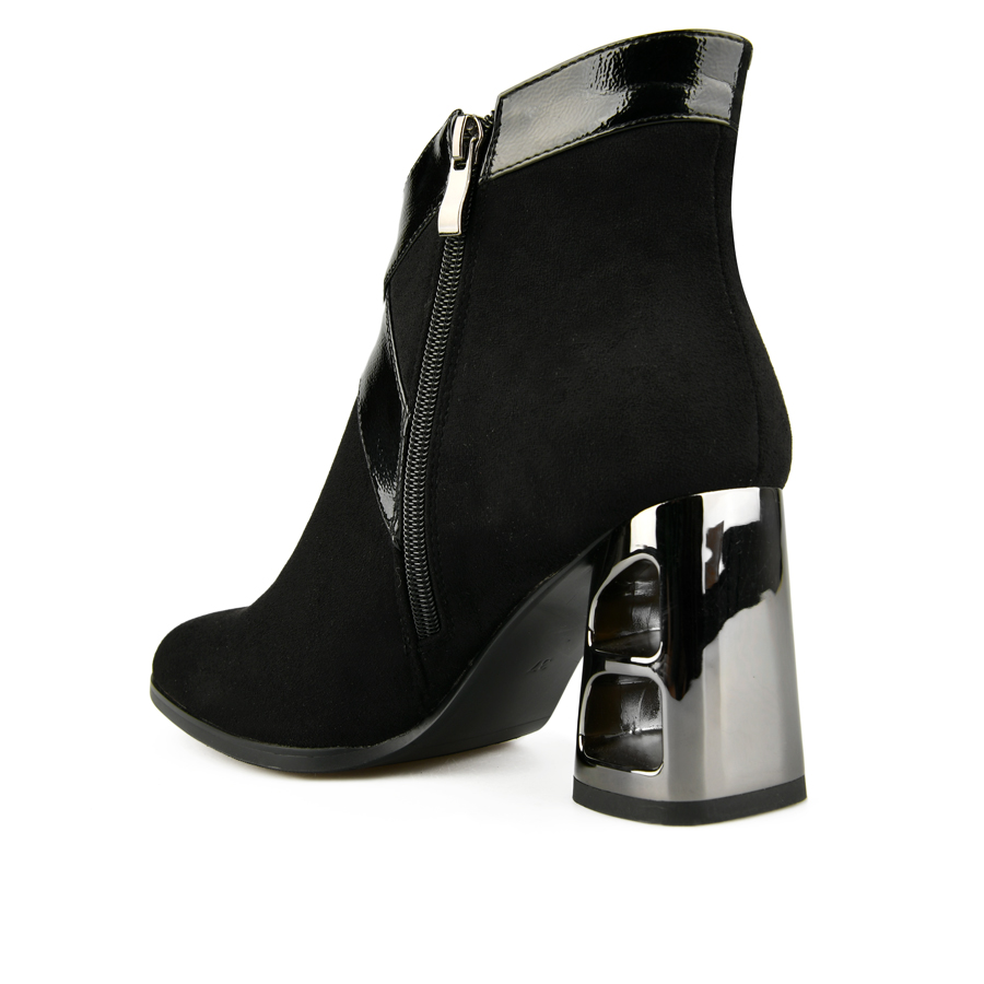 botine damă piele ecologică/textil negru 3