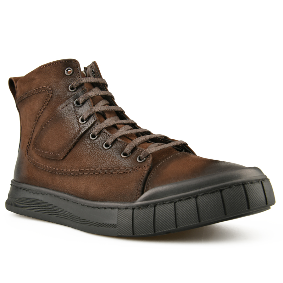 ανδρικά μποτάκια φυσικό δέρμα σκούρο καφέ 2