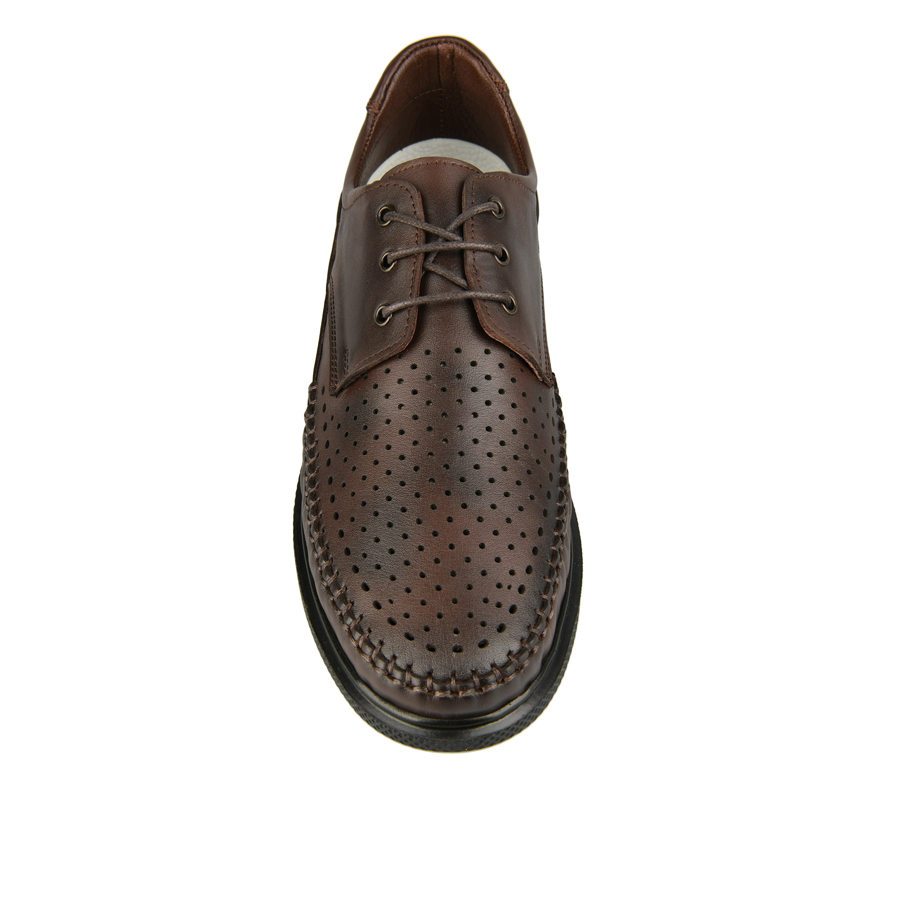 ανδρικά παπούτσια φυσικό δέρμα σκούρο καφέ 1