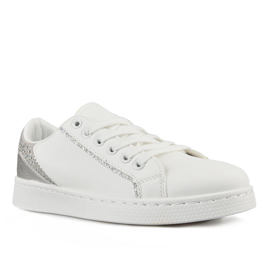 дамски кецове еко кожа бяло/сребърни 1