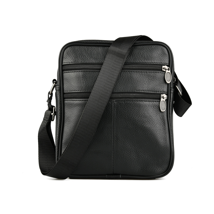 мъжка чанта естествена кожа черна 1