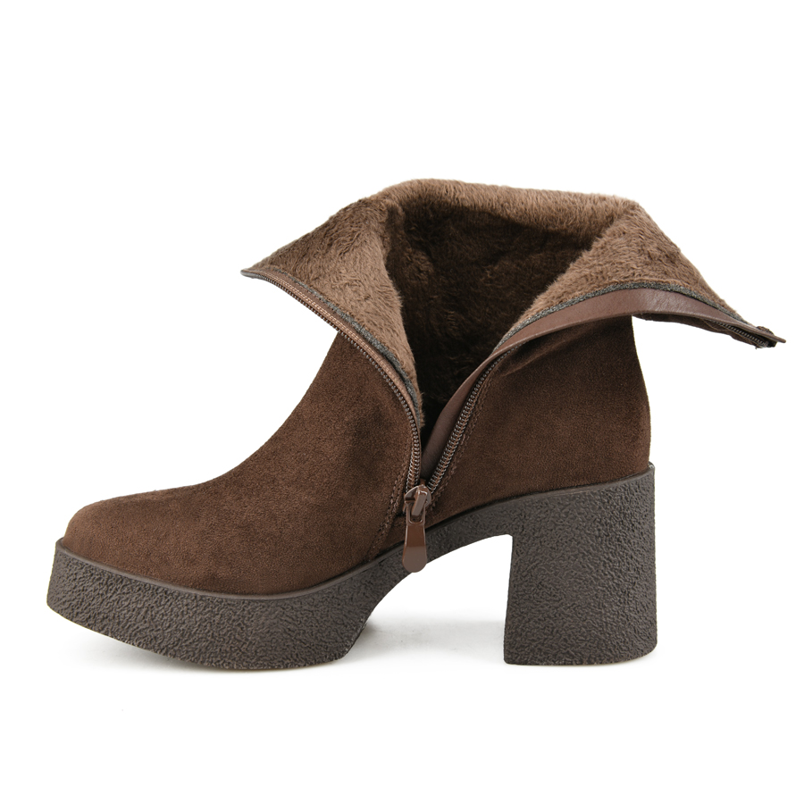 botine damă textil maro 5