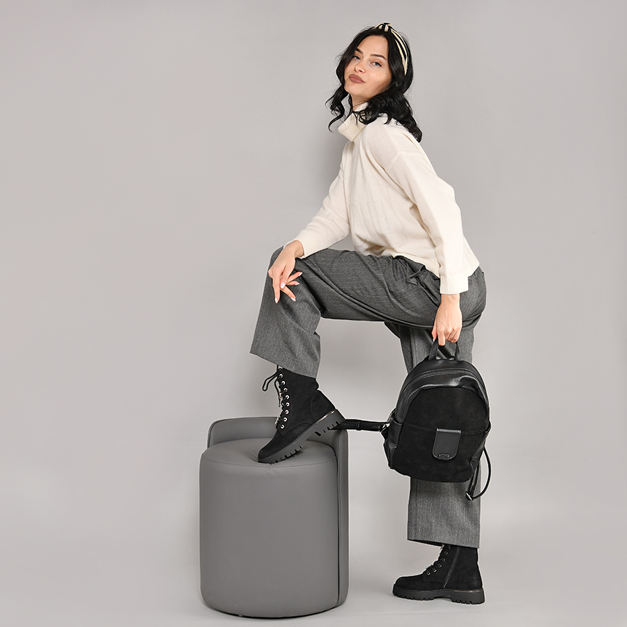 дамска раница естествена кожа/еко кожа черна 3