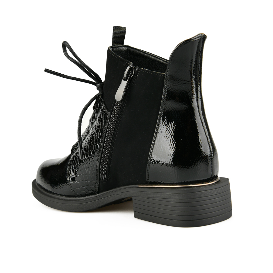 γυναικεία μποτάκια ύφασμα/οικολογικό δέρμα μαύρο 3