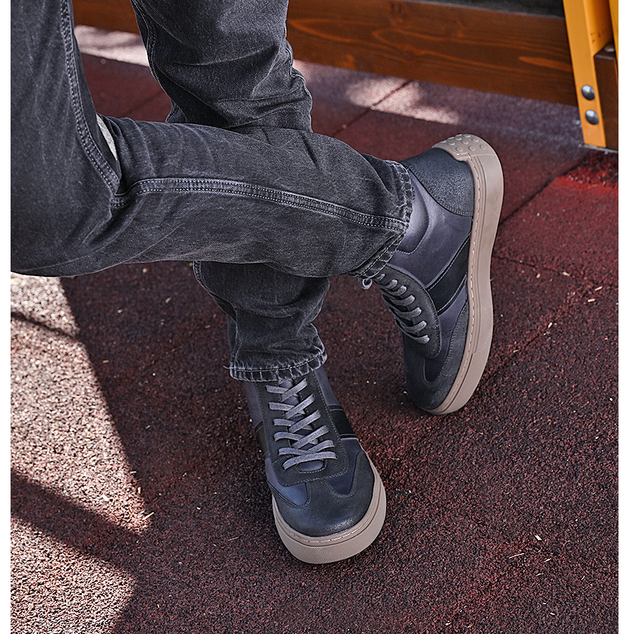 ανδρικά μποτάκια φυσικό δέρμα σκούρο γκρίζο 6