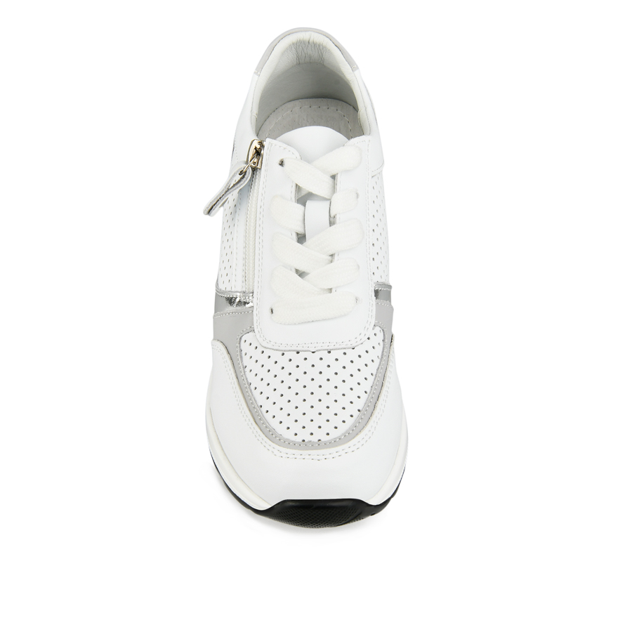 дамски обувки естествена кожа бяло/сребърни 1