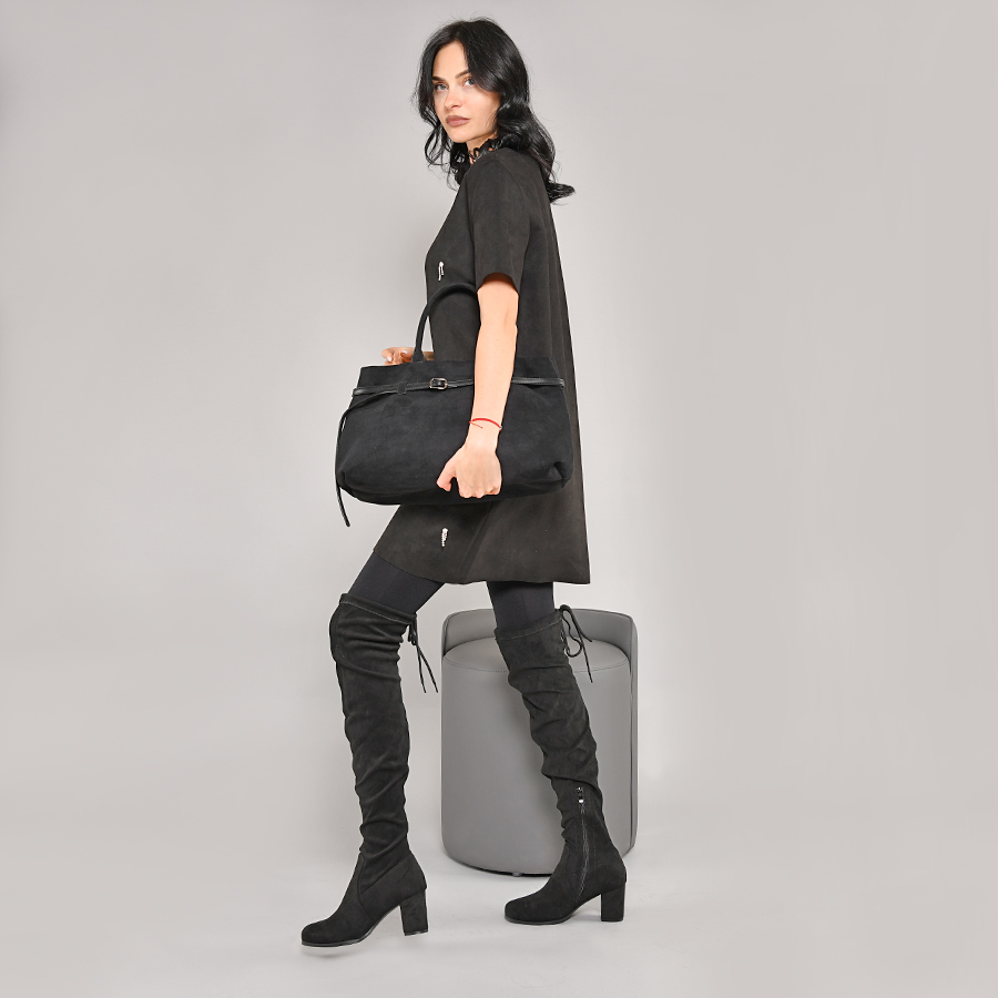 γυναικεία μπότες ύφασμα μαύρο 7