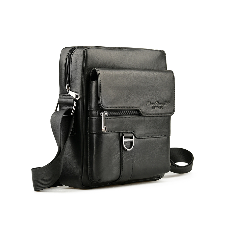 мъжка чанта естествена кожа черна 0