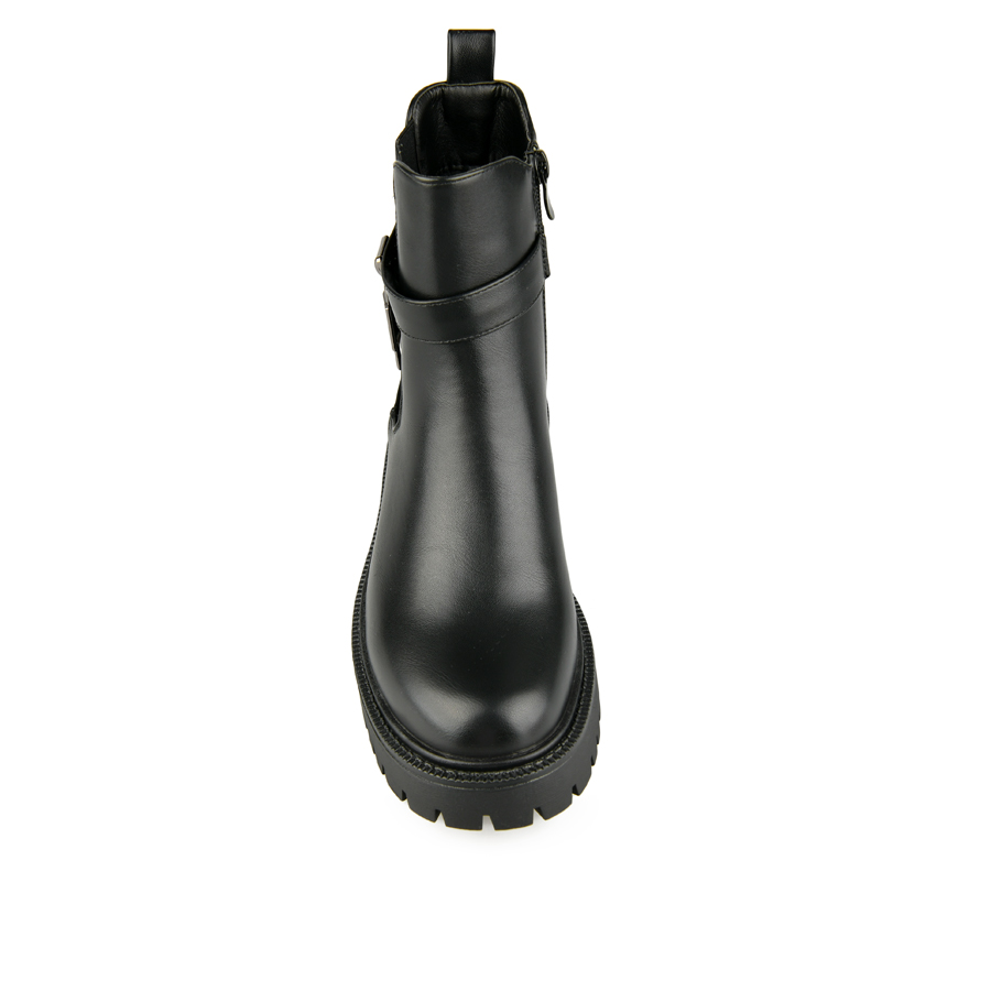 γυναικεία μποτάκια ύφασμα/οικολογικό δέρμα μαύρο 2