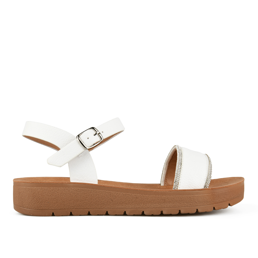 sandale damă piele ecologică alb 0