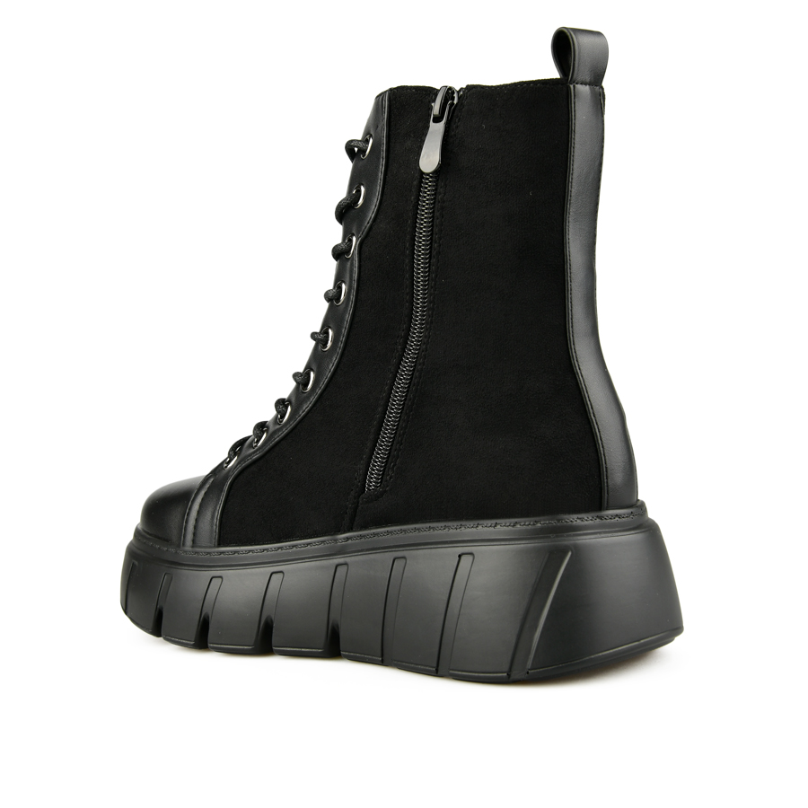 γυναικεία μποτάκια ύφασμα/οικολογικό δέρμα μαύρο 3