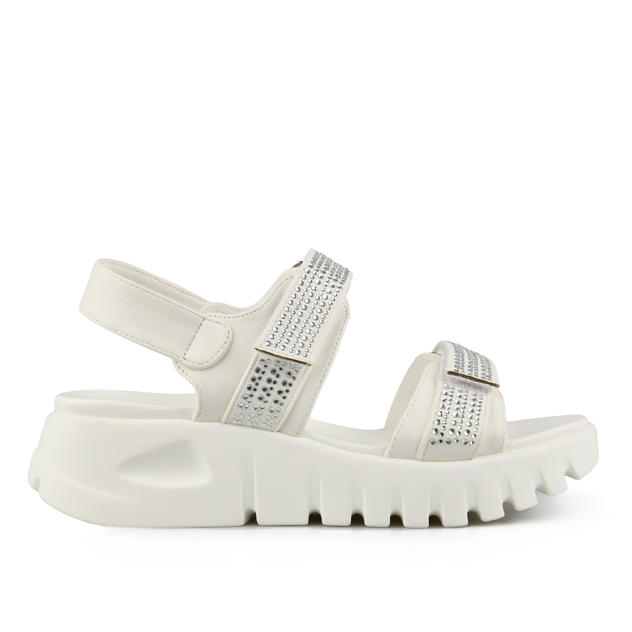 sandale damă piele ecologică alb 0