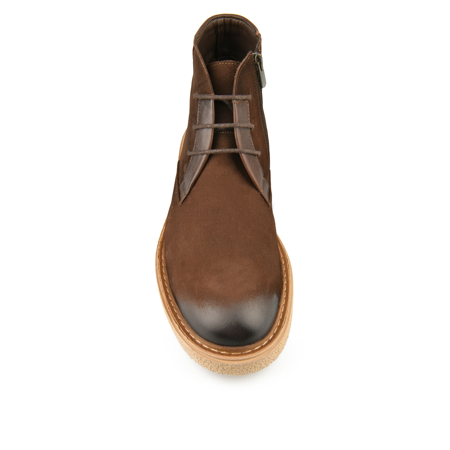 ανδρικά μποτάκια φυσικό δέρμα σκούρο καφέ 1