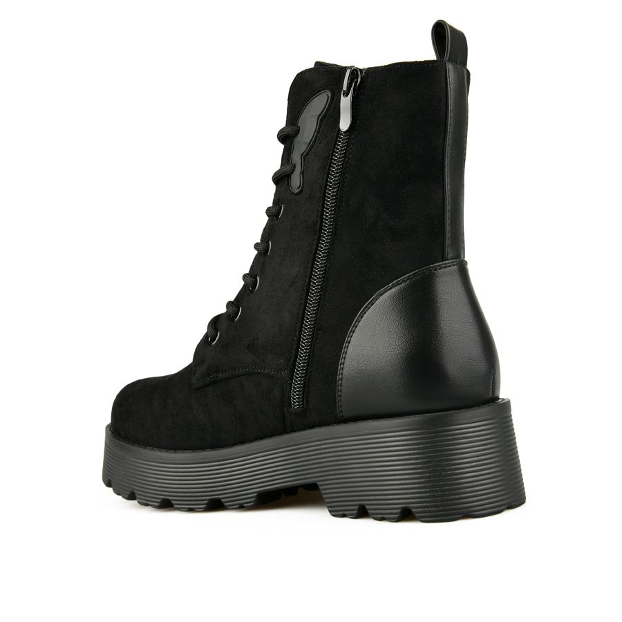 γυναικεία μποτάκια οικολογικό δέρμα/ύφασμα μαύρο 3