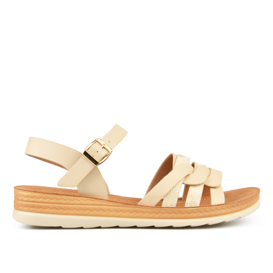 дамски сандали еко кожа бежови 0