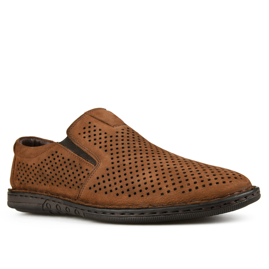 ανδρικά παπούτσια φυσικό δέρμα σκούρο μπεζ 1