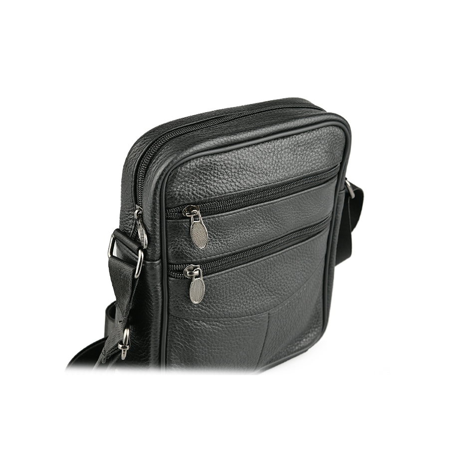 мъжка чанта естествена кожа черна 2