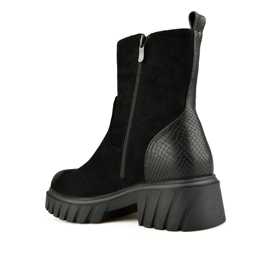 γυναικεία μποτάκια ύφασμα/οικολογικό δέρμα μαύρο 3
