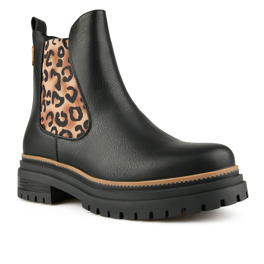 botine damă piele ecologică/textil negru 1