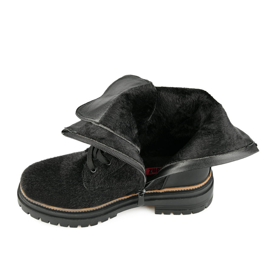 botine damă piele ecologică/textil negru 5