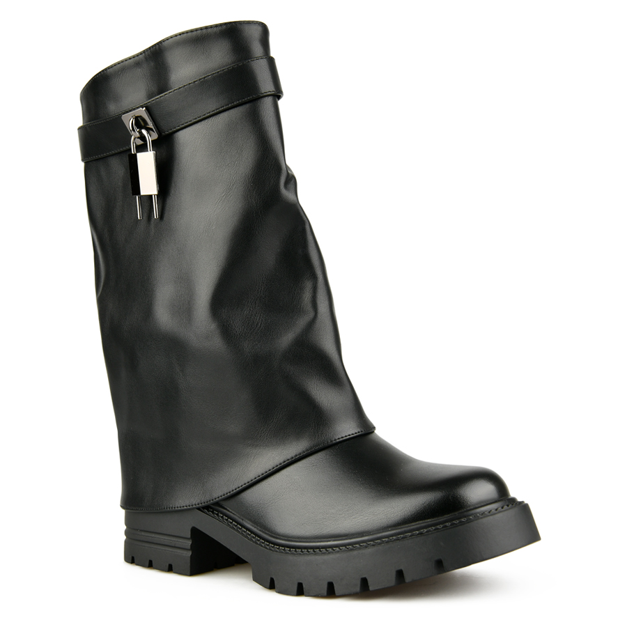 γυναικεία μποτάκια οικολογικό δέρμα μαύρο 1
