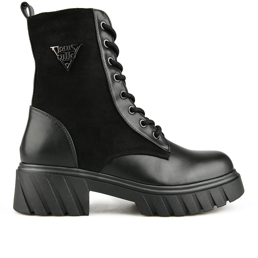 botine damă piele ecologică/textil negru 0