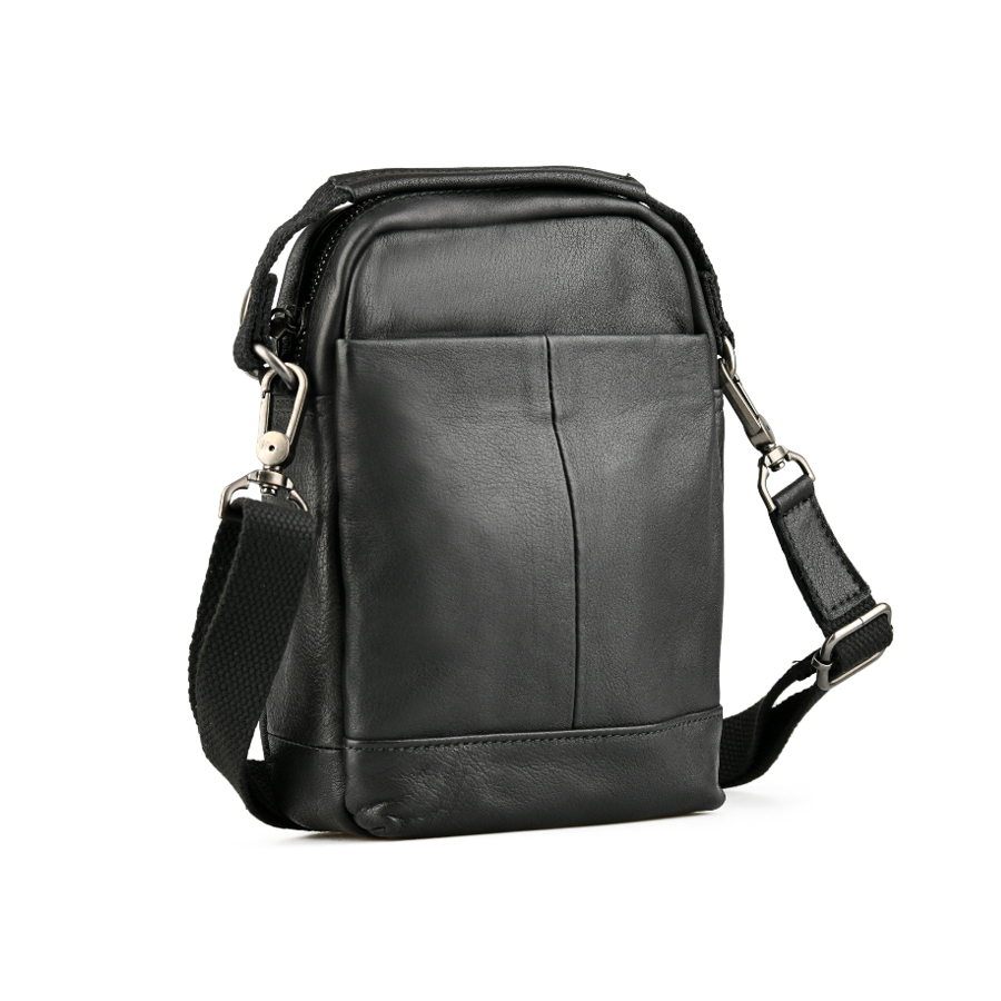 мъжка чанта естествена кожа черна 0