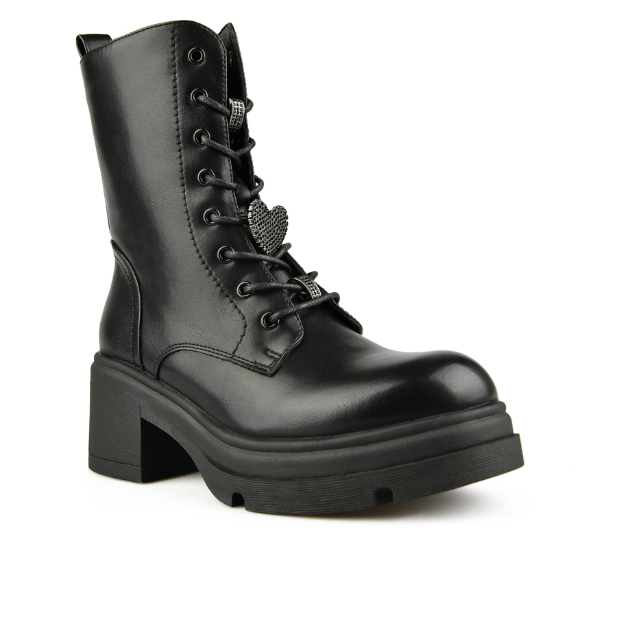 botine damă piele ecologică negru 1
