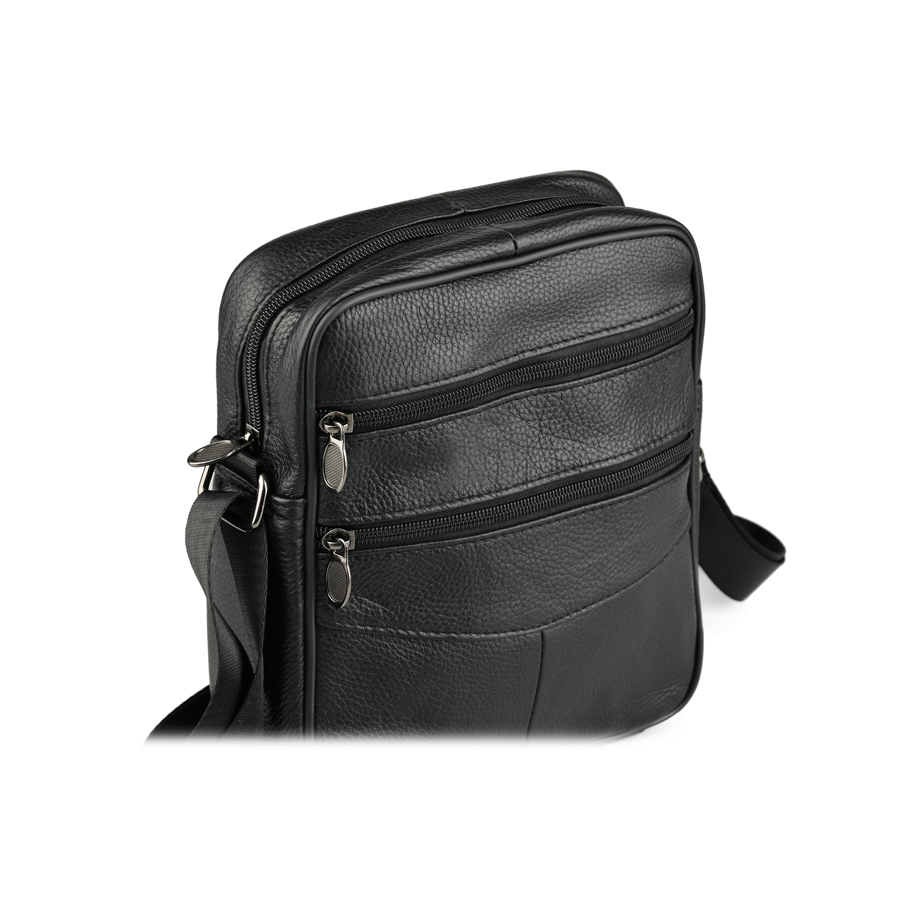 мъжка чанта естествена кожа черна 2