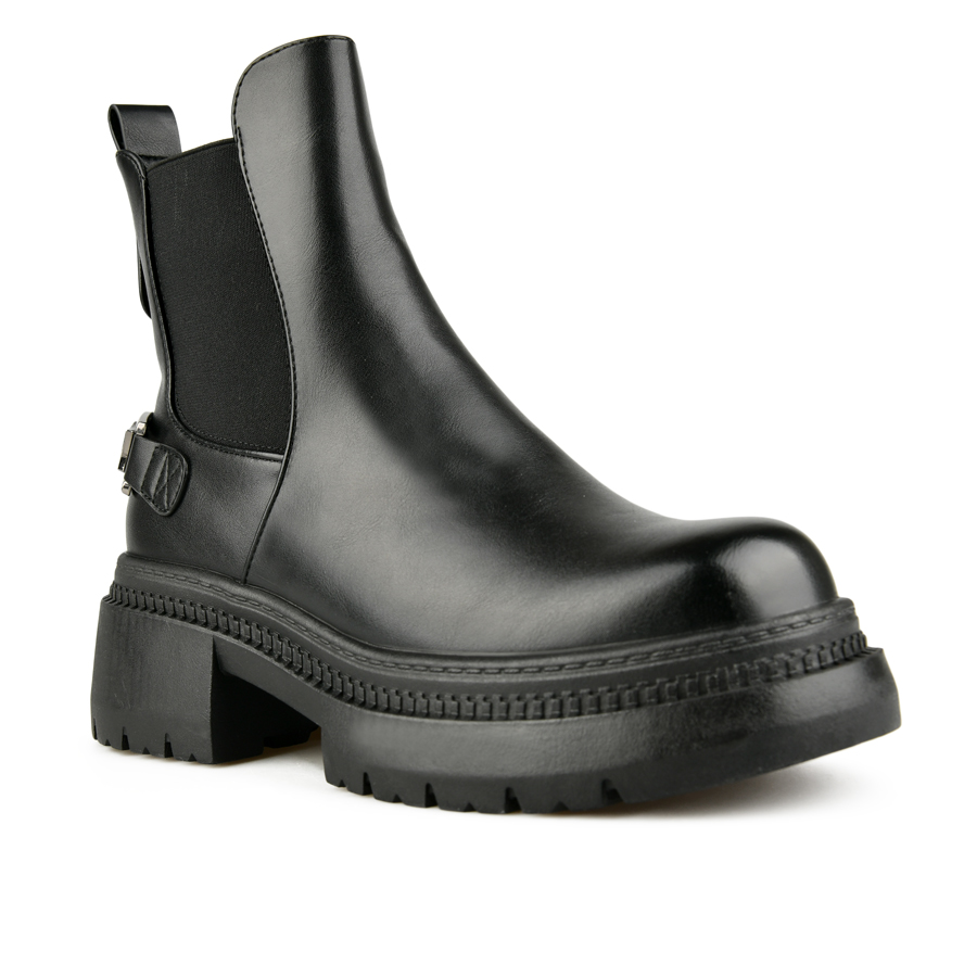 дамски боти еко кожа/текстил черни 1