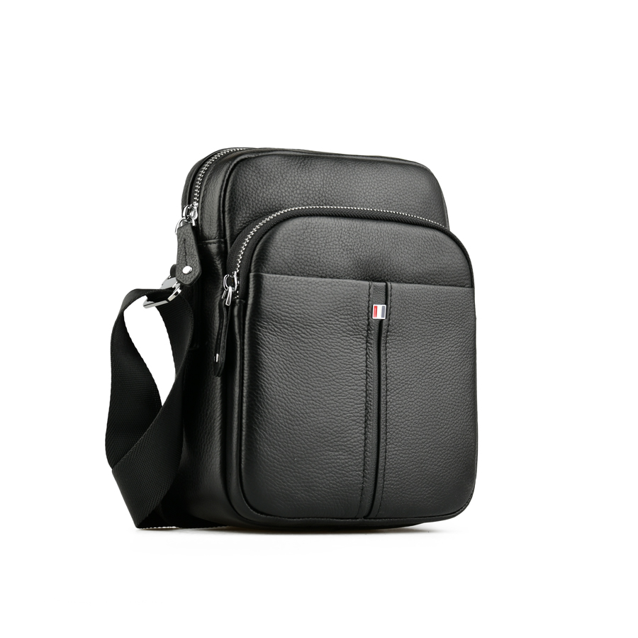 мъжка чанта естествена кожа черна 0