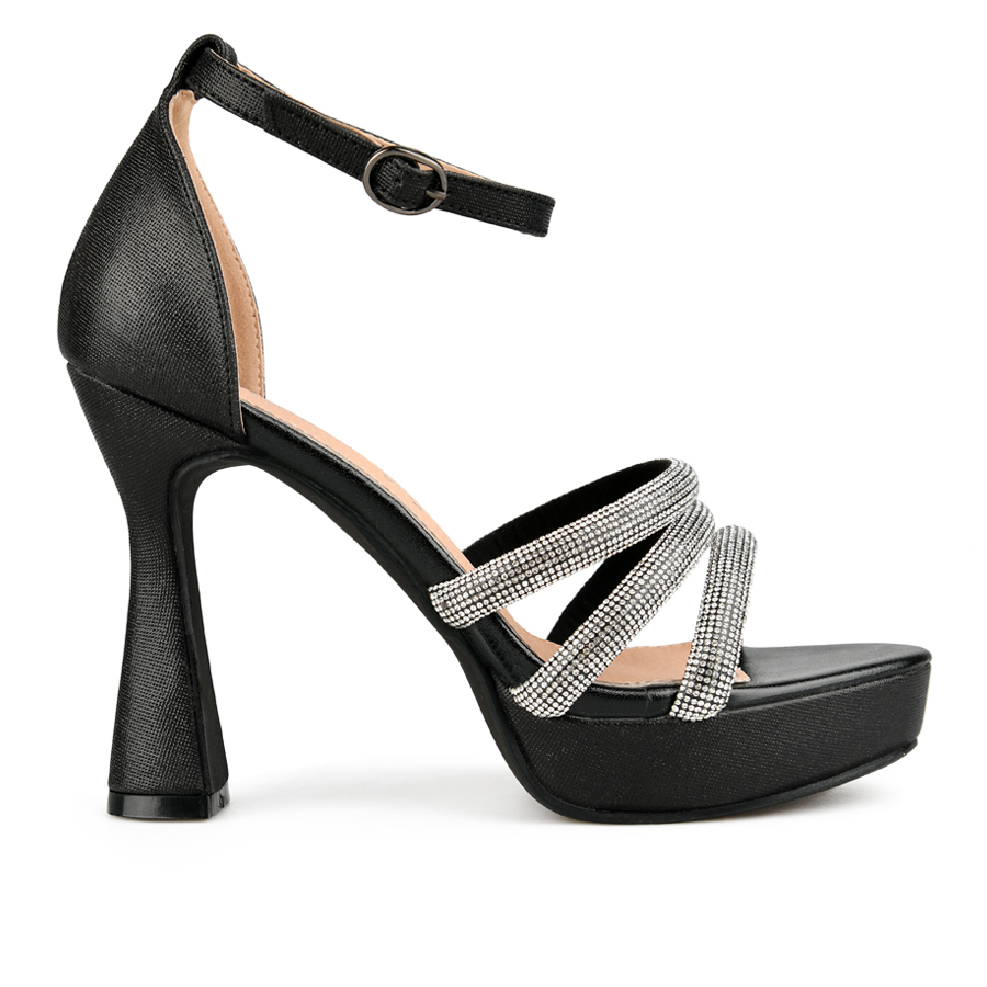 γυναικεία σανδάλια ύφασμα μαύρο 0