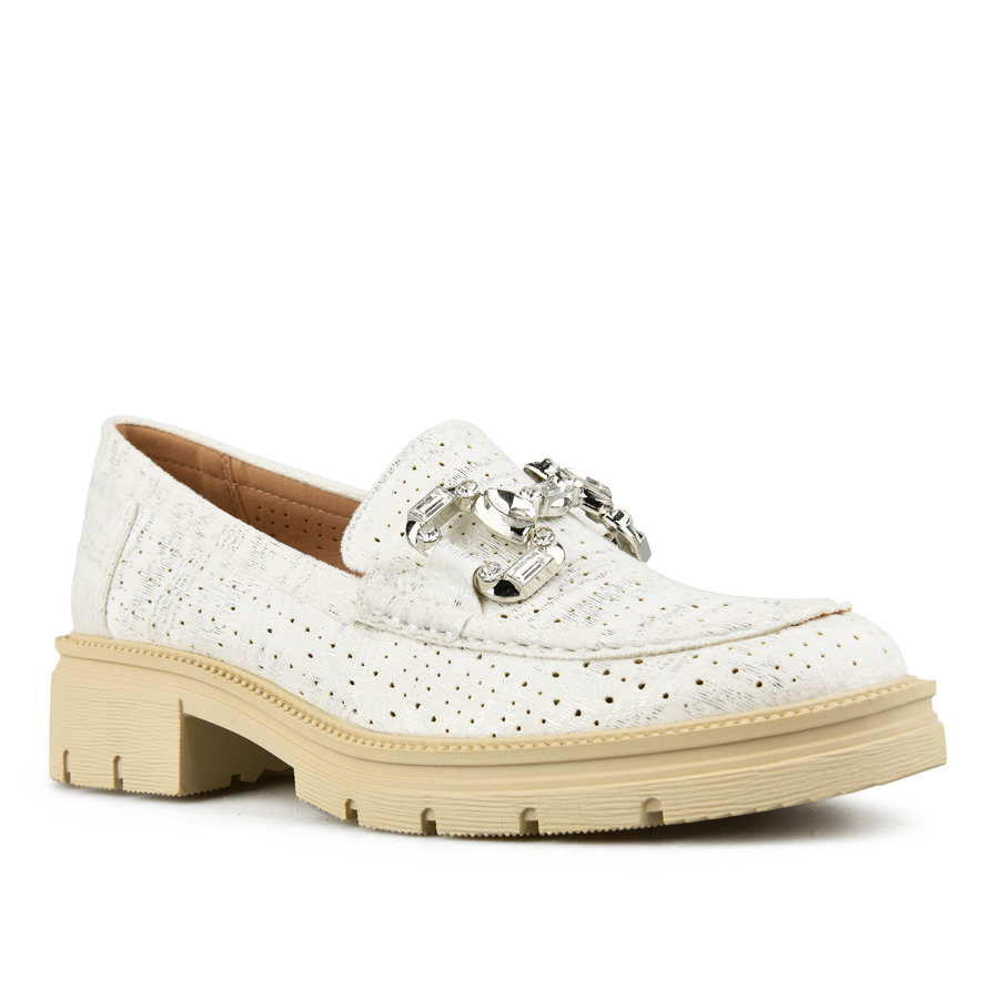 γυναικεία παπούτσια ύφασμα λευκά 2