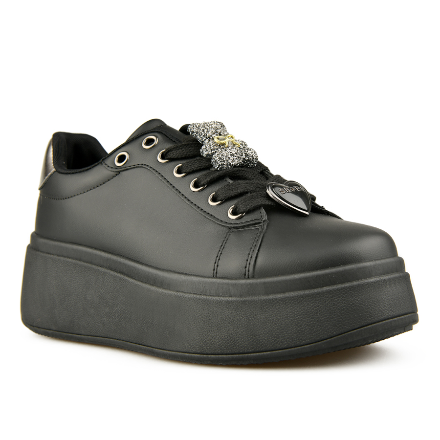 дамски кецове еко кожа черни 2