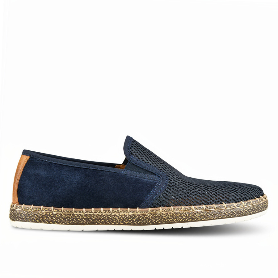 ανδρικά παπούτσια φυσικό δέρμα/ύφασμα σκούρο μπλε 0