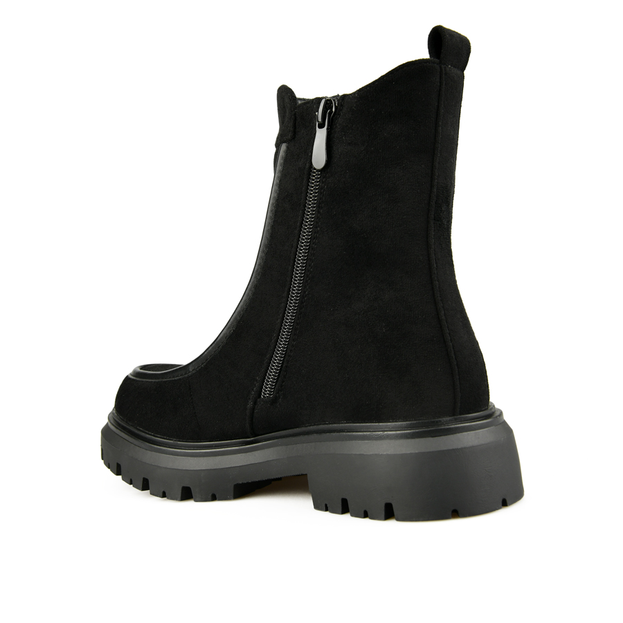 γυναικεία μποτάκια ύφασμα/οικολογικό δέρμα μαύρο 3