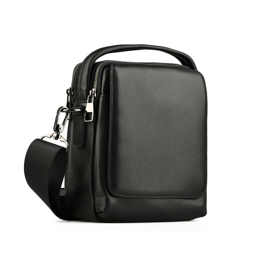 мъжка чанта естествена кожа черна 0