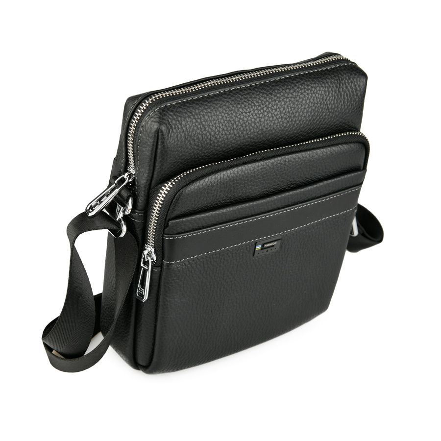 ανδρική τσάντα φυσικό δέρμα μαύρη 2