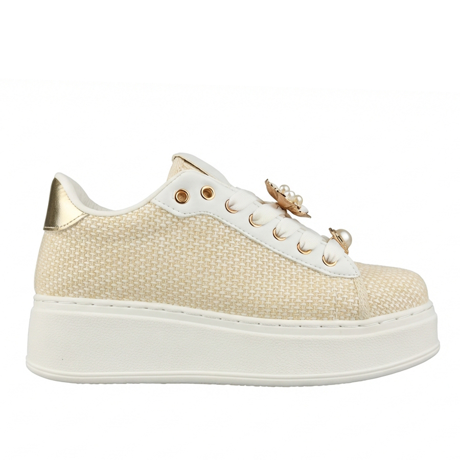 дамски маратонки текстил/еко кожа бежови 0