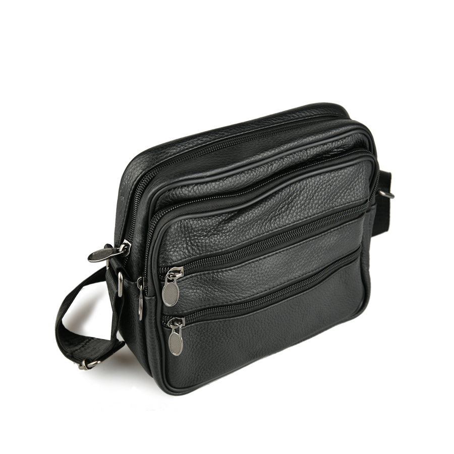 мъжка чанта естествена кожа черна 2