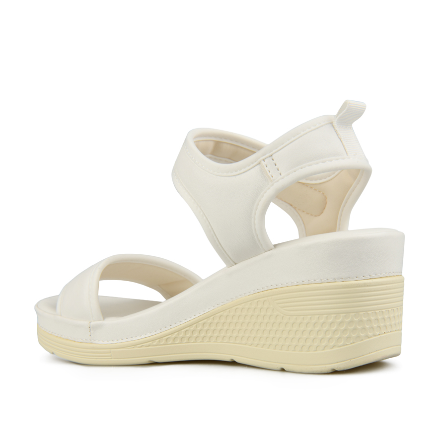 γυναικεία σανδάλια ύφασμα/οικολογικό δέρμα λευκά 3