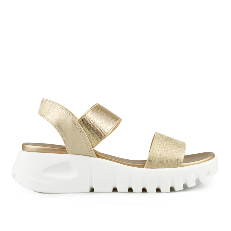 γυναικεία σανδάλια ύφασμα/οικολογικό δέρμα χρυσές 0