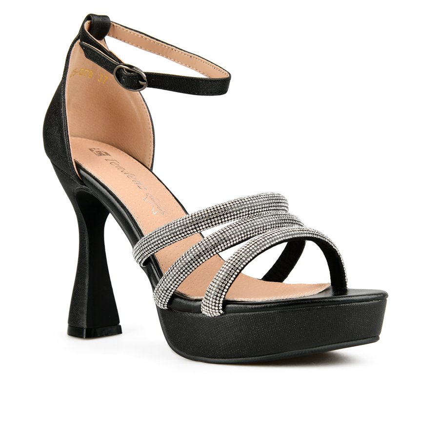 γυναικεία σανδάλια ύφασμα μαύρο 1