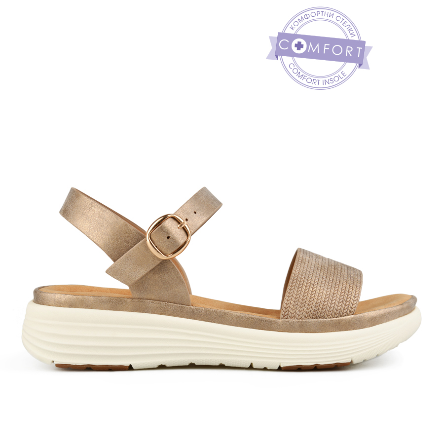 γυναικεία σανδάλια οικολογικό δέρμα ανοιχτό καφέ 0