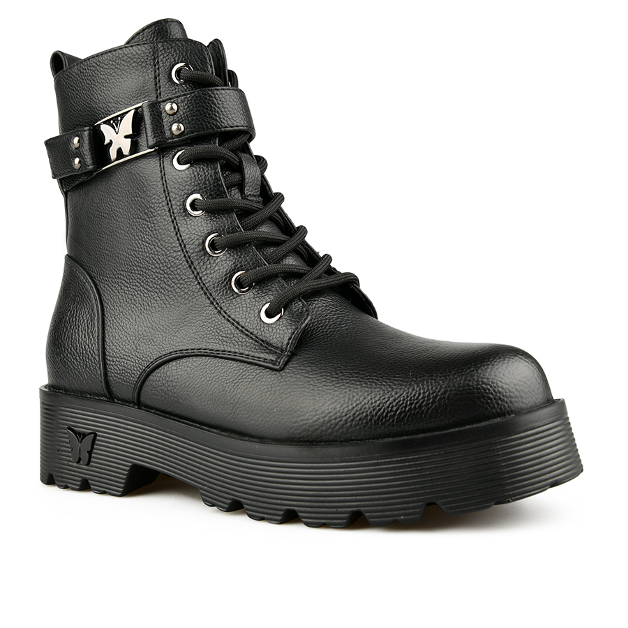 γυναικεία μποτάκια οικολογικό δέρμα μαύρο 1